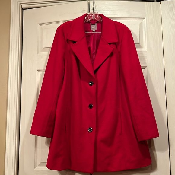 J. Jill Jackets & Blazers - J Jill - XL - Classic Wool Coat - Red - 3 Button - Thigh Length